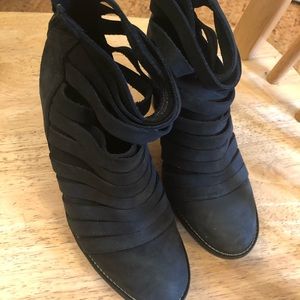 Black suede chunky booties